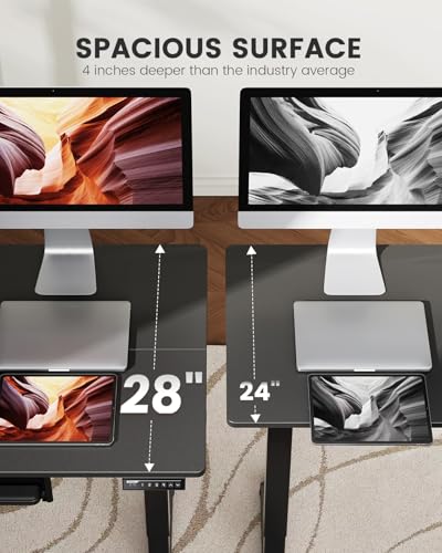 ErGear Large Electric Standing Desk with Keyboard Tray, 63x28 Inches Adjustable Height Sit Stand Up Desk, Home Office Desk Computer Workstation, Black - color: Black, size: 63" X 28"