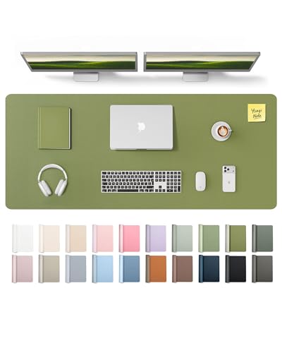 YSAGi Leather Desk Pad Protector, Office Desk Mat, Large Mouse Pad, Non-Slip PU Leather Desk Blotter, Laptop Desk Pad, Waterproof Desk Writing Pad for Office and Home (Green,55" x 17.2") - color: Green, size: 55" x 17.2"