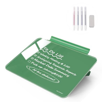 TSJ OFFICE Small Desktop Whiteboard - Glass Dry Erase Board 8 X 6 Inches Tabletop Easel Whiteboard with Stand, Desk Board Buddy for Artist, Teacher and Student - color: 8 X 6 Inches - Avocado
