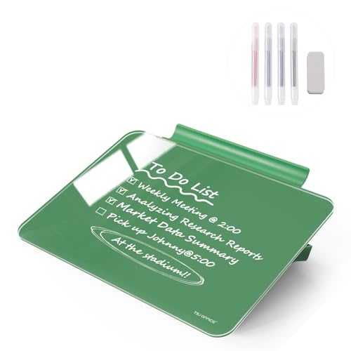 TSJ OFFICE Small Desktop Whiteboard - Glass Dry Erase Board 8 X 6 Inches Tabletop Easel Whiteboard with Stand, Desk Board Buddy for Artist, Teacher and Student - color: 8 X 6 Inches - Avocado