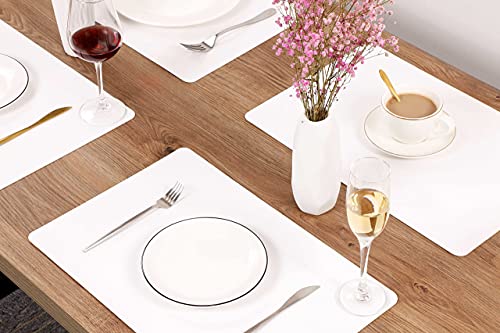 Wipeable Placemats Leather Table Mats Waterproof Heat-Resistant Easy to Clean for Dining Table Set Kitchen Table (4, White) - color: White, size: set of 4