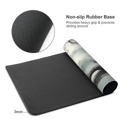 Extra Large Mouse Pad, Chinese Ink Wash Painting Design, 35.4x15.7 Inches, Gaming Keyboard Pad with Stitched Edges and Anti-Slip Rubber Base Plum Blossom - color: Ink plum blossoms