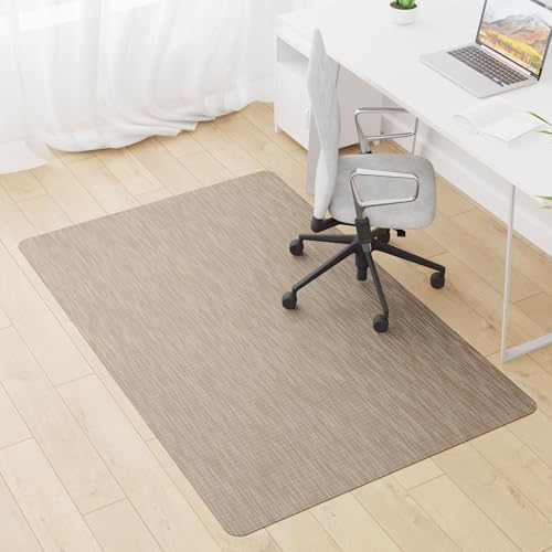Office Chair Mat, 46" x 72" Computer Chair Mat for Hardwood Floor, Non-Curve Anti Slip Hard Floor Protector for Rolling Chair, PVC Mat Desk Rug for Home Office - color: Dark Brown, size: 46" x 72" Rectangular