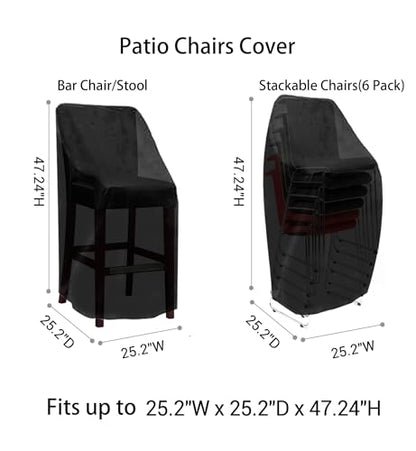 RosieLily Patio Chair Covers High Back Outdoor Bar Stool Covers (1 Pack-Black, 25.2"W x 25.2"D x 47.24"H) - color: 1 Pack-Black, size: 25.2"W x 25.2"D x 47.24"H