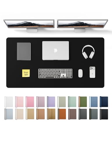 YSAGi Leather Desk Protector, Office Mat, Large Mouse Mat, Non-Slip PU Leather Blotter, Laptop Desk Pad, Waterproof Writing Pad for Office and Home (Black, 47.2" x 23.6") - color: Black, size: 47.2" x 23.6"