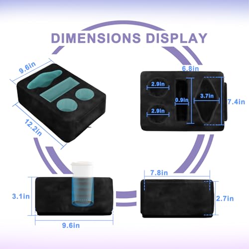4 Hole Couch Cup Holder Tray, Cup Holder for Bed Suitable for Cup Holders on Sofas, beds, Camping, RVs, Cars, and Beaches.Black - color: Black, size: 12.2" x 9.4" x 3.1"