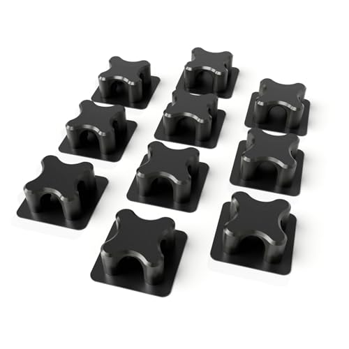 Magnetic Cable Organizer – Desktop Multipurpose Cord Keeper & Cable Management Clip for Home & Office - color: Black Cross 10Pcs