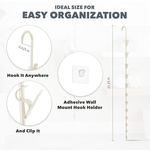 LOLA Clip Strip @ Home Metal Hanging Organizer with 12 Hooks for Pantry, Kitchen, Garage – Holds Snacks, Tools, Keys – Easy to Install, 1 Pack - color: Off-White