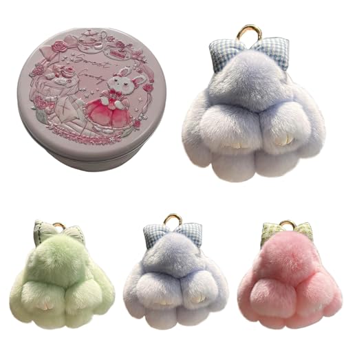 Handmade Soft Bunny Keychain, Includes Matching Tin, Charming Rabbit Design, Perfect for party gifts, Christmas. - color: Blue, size: big