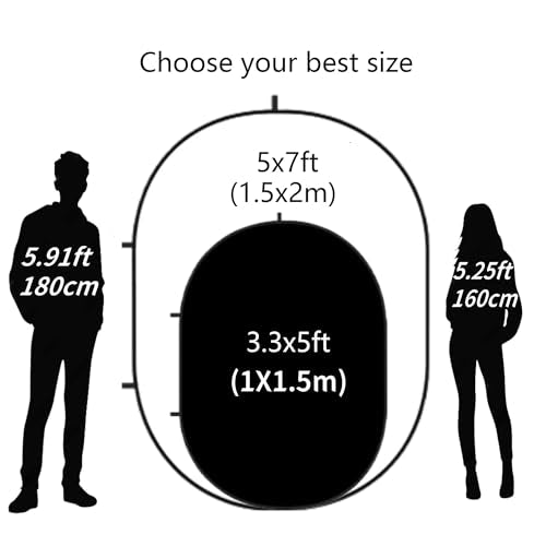 5x7ft/1.5x2m Chromakey Black White Backdrop with 7.8ft/2.4m Stand, 2-in-1 Reversible Collapsible Pop-Up Black White Screen Background Panel for Photography Studio, Live Streaming, Video Shooting - color: Black/White