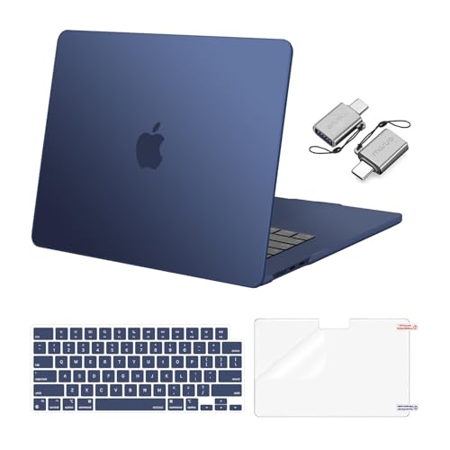MOSISO Compatible with MacBook Air 15 inch Case M5 2026 M4 2025 M3 M2 2024 2023 A3448 A3241 A3114 A2941, Hard Shell&Keyboard Cover&Screen Film&Type C, Great for Study Travel Work, Midnight - color: Midnight