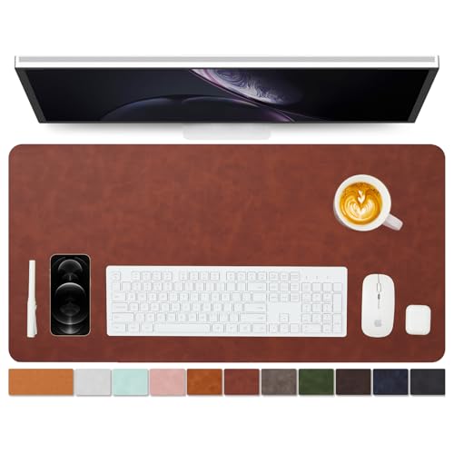 Distressed Leather Desk Mat - Non-Slip PU Desk Pad for Office and Home - Desk Organization and Accessories - Ideal for Large Mouse Pad and Desk Mats on Top of Desks(Mahogany,31.5"x 15.7") - color: Mahogany, size: 31.5" x 15.7"