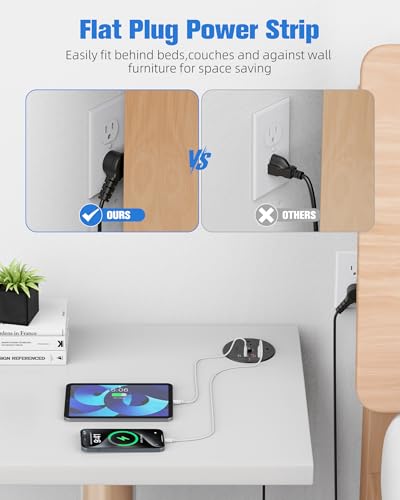 Desktop Power Grommet with 100W USB C, Double-Side Recessed Charging Station Plug in 5AC Outlets & 4 USB Ports, 4-Inch Hole Furniture Flush Mount for Countertop Black - color: Black