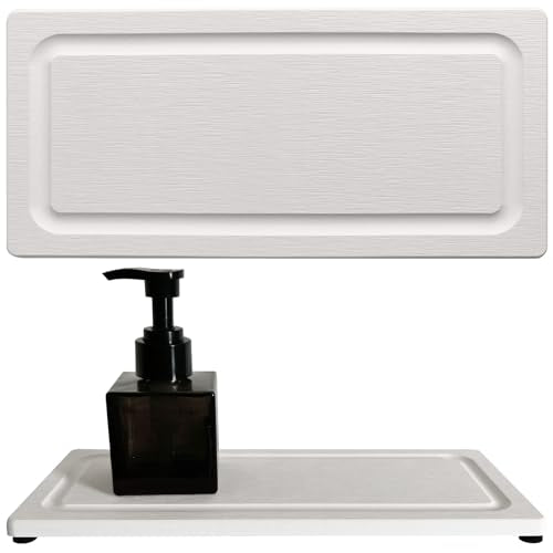 2 PCS Fast-Drying Stone Trays for Bathroom Sink & Kitchen Counter, Water Absorbing Diatomite Sink Coasters, Vanity Tray, Hand Soap Holder with Anti-Skid Pads (9.5" x 4.7" White) - color: 9.5" X 4.7" White