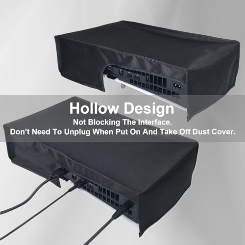 EMiEN Horizontal Dust Cover For PS5 Pro Console Oxford Fabric Anti-Scratch Waterproof Dust Guard With Back Cable Port For SONY Playstation 5 Pro Console Digital & Disk Version(Black)