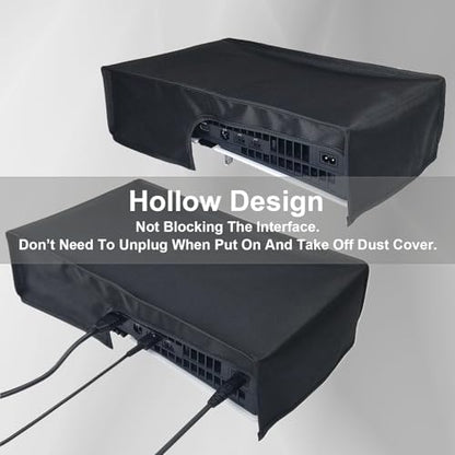 EMiEN Horizontal Dust Cover For PS5 Pro Console Oxford Fabric Anti-Scratch Waterproof Dust Guard With Back Cable Port For SONY Playstation 5 Pro Console Digital & Disk Version(Black)