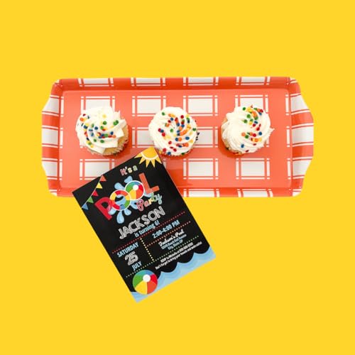 Sprinkles & Confetti Orange Plaid Melamine Serving Tray with Handles, Vibrant Seasonal Platter - Lightweight Shatter-Resistant, BPA-Free - Serving Tray for Holidays, Appetizers & Parties - color: Orange Plaid