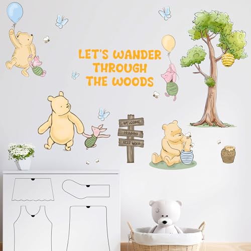 Winnie Wall Stickers for Kids, Winnie Character Stickers, The Pooh Inspirational Sticker, The Pooh Removable Sticker for Kids Baby Nursery Children Room Living Room Bedroom Playroom Wall Decoration - style: Winnie 03