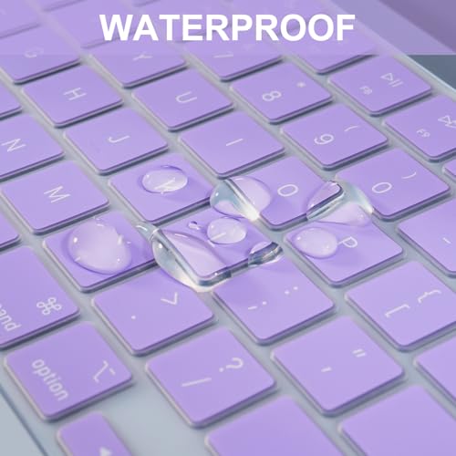 MOSISO Keyboard Cover Skin Compatible with MacBook Air 13.6 inch 2025 M4 A3240/Air 15 inch 2025 M4 A3241/Pro 14 inch 2025 M5 A3434, Purple - color: Purple