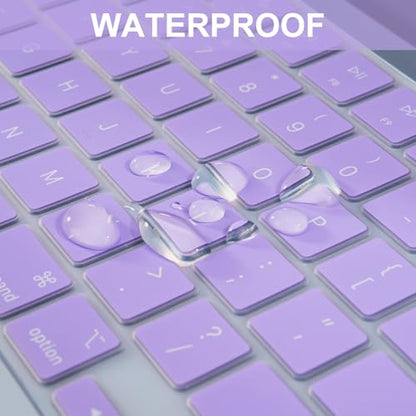 MOSISO Keyboard Cover Skin Compatible with MacBook Air 13.6 inch 2025 M4 A3240/Air 15 inch 2025 M4 A3241/Pro 14 inch 2025 M5 A3434, Purple - color: Purple