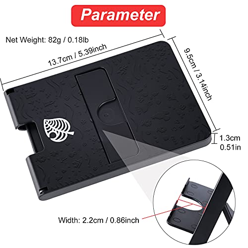 Tscope Foldable Switch Stand for Nintendo Switch/Switch 2/Lite/OLED, Adjustable Compact Portable Holder, Cute Leaf Design Gaming Stand Accessories (Black) - color: Black