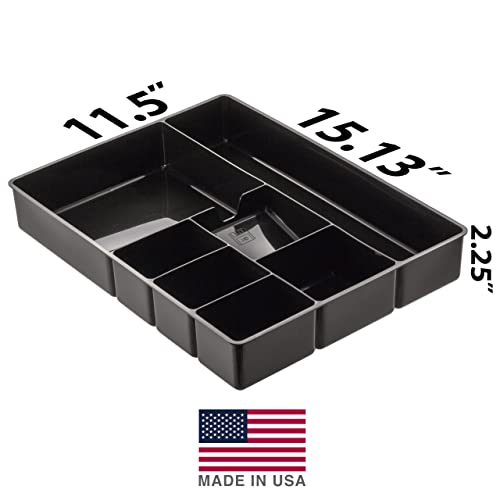 Officemate Deep Drawer Organizer Tray, 8 Compartments, 2 1/4"H x 15 1/8"W x 11 1/2"D, Black - size: (Pack of 1)