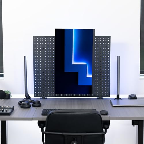 VIVO Articulating Single Monitor Pegboard Mount with Arm, Fits Screens up to 32 inches and Peg Boards up to 0.25 inches Thick with 1 inch Hole Spacing, Black, MOUNT-PB2A - size: up to 32" screens, style: Extended
