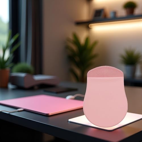 Pink Universal Stick-On Mouse Pouch Holder for Sleevefor Laptop Reusable Adhesive Storage Mouse Holder, Cover Office Worker Mouses Storage Bag for Laptop Pads