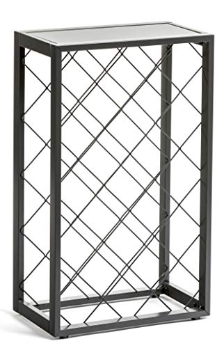 Mango Steam 23 Bottle Gray Wine Rack with Glass Top Shelf, Free Standing for Home, Kitchen and Bar - color: Pewter, size: 23 Bottle