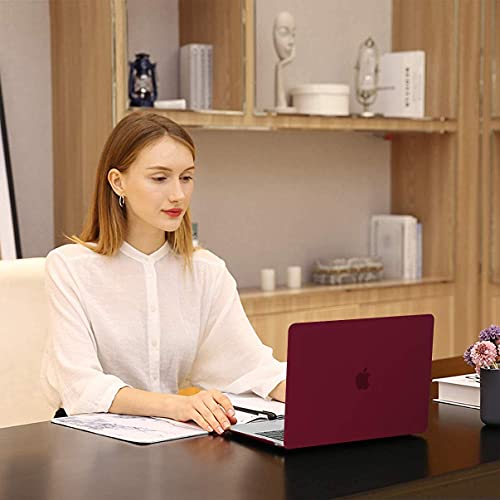 MOSISO Compatible with MacBook Air 13 inch Case M1 2021 2020 2019 2018 Release A2337 A2179 A1932 Touch ID, Plastic Hard Shell Cover&Keyboard Cover for MacBook Air 13.3 inch Case M1, Marsala Red - color: Marsala Red
