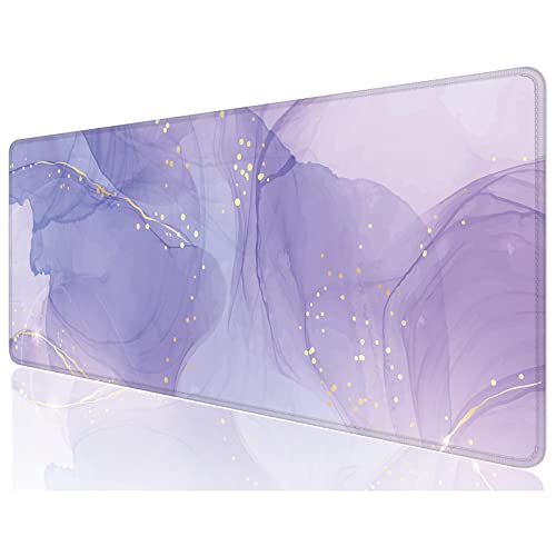 Desk Mat, 32" x 12" XXL Extended Large Gaming Mouse Pad, Desktop Decor Desk Pad, Cute Men Women Office Supplies and Accessories, XL Mouse Mat for Laptop & Keyboard, Minimalism Purple Marble - color: Minimalism Purple Marble, size: 32" x 12"