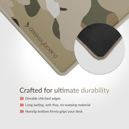 Das Keyboard Large Gaming Mouse Pad Desk Mat with Stitched Edge - Non Slip Base - Waterproof - Premium Cloth Mousepad for Home Work Gaming - Jungle Basecamp Camo - color: Jungle Basecamp Camo