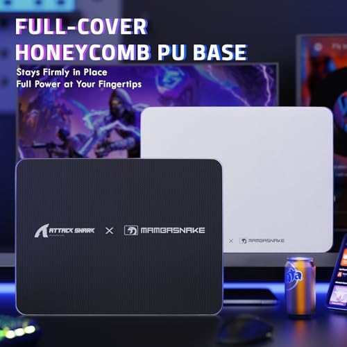 ATTACK SHARK CM05SE Glass Gaming Mouse Pad for FPS & Esports, Nano-Etched Tempered Glass Surface,Ultra-Smooth Low Friction Hard Mousepad,Waterproof Large Desk Mouse Mat for PC Setup,White - color: White