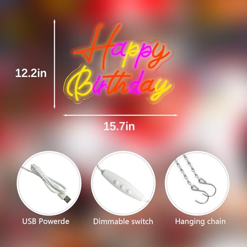 Happy Birthday Neon Signs for Wall Decor，Led Neon Light for Bedroom，Christmas Birthday Party decorations Gifts - style: Happy Birthday001