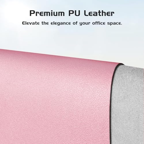 Aothia Leather Desk Pad Protector, Office Desk Mat, Large Mouse Pad, Laptop Desk Pad, Non-Slip PU Leather Desk Blotter, Waterproof Desk Writing Pad for Office and Home (Pink, 47" x 17") - color: Pink, size: 47" x 17"