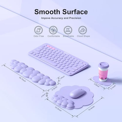 MOKURU Cloud Mouse Pad with Wrist Rest, Cloud Keyboard Wrist Rest, Mouse Pad Wrist Support, Ergonomic Keyboard Mouse Wrist Support (Purple) - color: Purple
