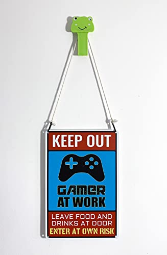 Keep Out Gamer at Work Sign - Cool Gaming Poster for Game Room Decor and Boys Room Setup - Teens Cool Gamer Stuff 12" * 8" (159)
