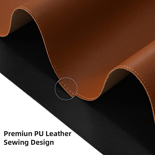 Desk Pad Blotter,Wolaile 36x17 in Large PU Leather Mouse Pad,Waterproof Non-Slip Writing Desktop Protector Mat,Office Desk Accessory,Brown - color: Brown