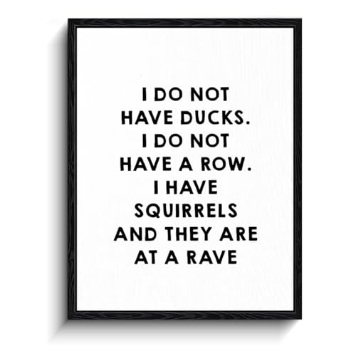 Funny Quote Wall Art, squirrels at a rave message, humor wall decor, ready to hang framed canvas print, office humor poster, for home office coworker gift, 12x15 inch - color: Squirrels Rave Quote
