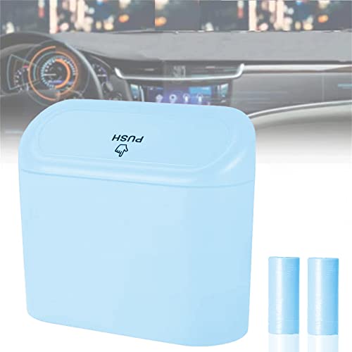 Car Trash Can, Mini Car Bin with Lid 2 Trash Bag Blue, Cute Car Accessories for Storage and Organization，Small Trash Can for car，Bedroom and Office - size: Car Trash Can - Blue with 2 Trash Bags