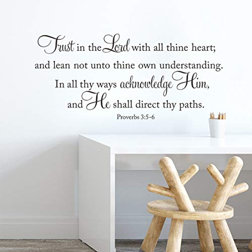 Bible Verse Scripture Inspirational Room Decor Quotes for Living Room – Trust in The Lord with All Thine Heart – Wall Decor for Bedroom Classroom Playroom Nursery - color: Trust in the Lord