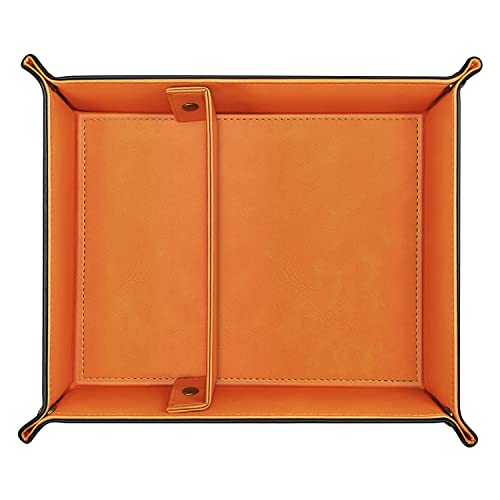 SITHON Valet Tray Desktop Storage Organizer, Removable 2 Compartments Catchall Tray Bedside Vanity Nightstand Caddy Holder Desk Storage Plate, Orange - color: Orange