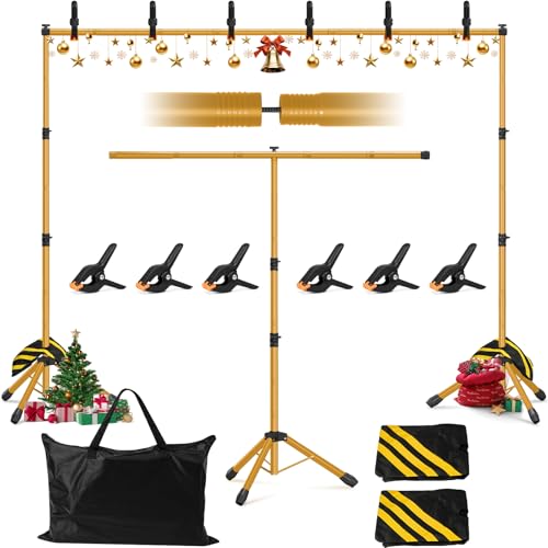 3-in-1 Backdrop Stand Kit 10x8.5 ft for Photography Studio, T-Shape Backdrop Stand for Wedding Parties, Background Stand for Photo Video Studio with Carring Bag, 6 Clamps, 2 Sandbags, Gold - color: Gold, size: 10x8.5 ft