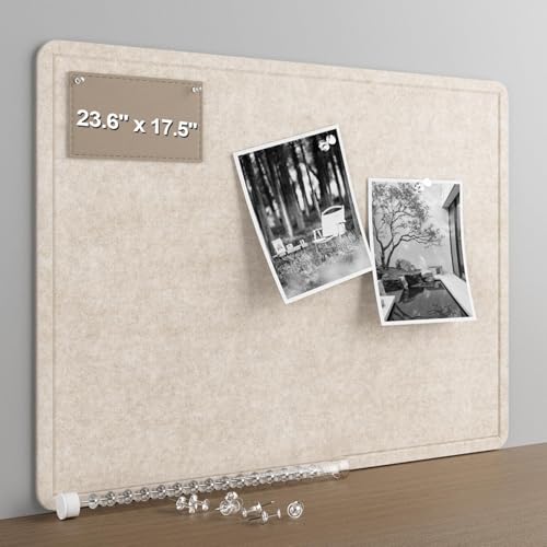 Beige Small Felt Bulletin Board for Wall 24 x 18 Inch Frameless | Foldable shipping with easy mounting for notes photos and planning - color: Beige, size: 18" x 24"