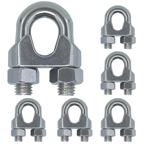 6PCS 3/8 Inches M10 Stainless Steel Wire Rope Cable Clip Clamp - size: M10 Clips-6PCS