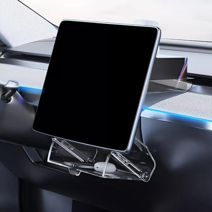 for 2020-2024 Tesla Model Y & 2017-2023 Model 3 - Hidden Center Console Organizer Tray, Tissue Holder, Open-Close Storage Shelf Box Under Dashboard Display (2-in-1, All Included) - style: 2-in-1, All Included