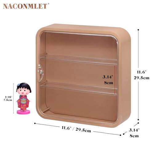 Clear Display Case for Figure with Led Light,3-Layer Wall-Mounted Storage Box with Door,Dust and Moisture Proof,Suitable for Pop Mart,Lego Collectibles Mini Figures Toys