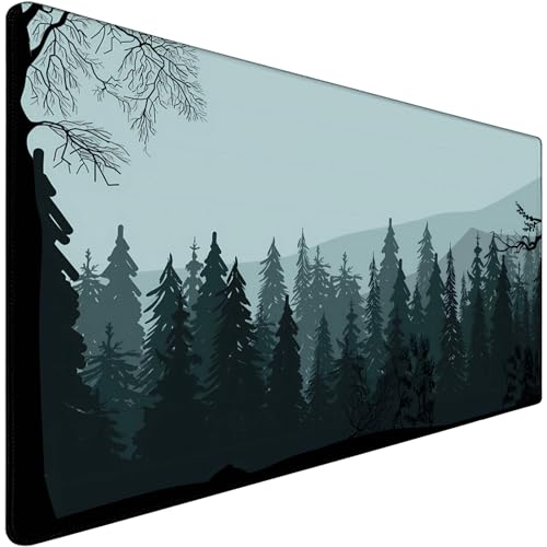 Mouse Pad Forest Background Pattern, Large Mouse Pad for Gamer, (31.5"X15.7") Gaming Mousepad with Nonslip Base, Waterproof Comfy Computer Keyboard Mousepads for Esports Pros/Office/Home - color: Forest