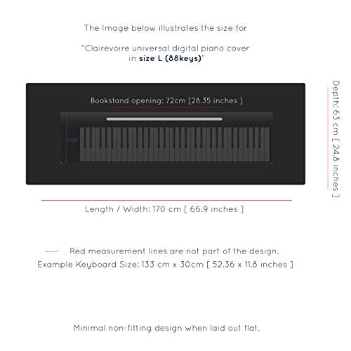 Clairevoire Piano Keyboard Dust Cover for 61 Keys to 88 Keys, Electric Pianos Cover, Digital Pianos Cloth Protection, Lightweight and Adjustable Closure,Ebony Black, L - Keyboard Piano up to 61" x 21" - color: Ebony Black, size: Large
