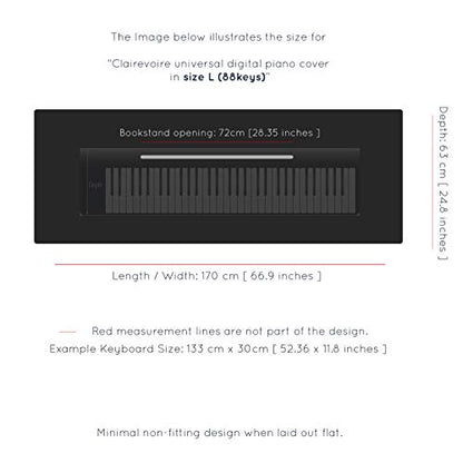 Clairevoire Piano Keyboard Dust Cover for 61 Keys to 88 Keys, Electric Pianos Cover, Digital Pianos Cloth Protection, Lightweight and Adjustable Closure,Ebony Black, L - Keyboard Piano up to 61" x 21" - color: Ebony Black, size: Large
